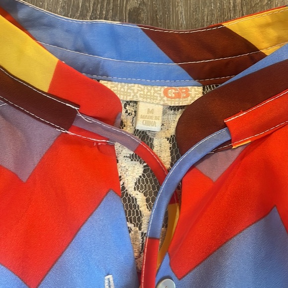 Gianni Bini mini Dress multi colored Chevron Long Sleeve Lace Detail,Medium - Picture 7 of 12